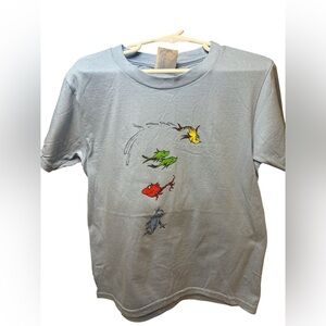 NWOT Blue Dr Seuss Short Sleeve Tee with Fish Designs